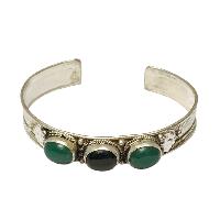 [metal Bracelet],with [stone Setting], [green Onyx]