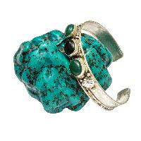 [metal Bracelet],with [stone Setting], [green Onyx]