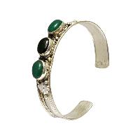 [metal Bracelet],with [stone Setting], [green Onyx]