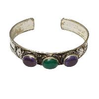 [metal Bracelet],with [stone Setting], [amethyst], [green Onyx]