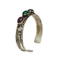 [metal Bracelet],with [stone Setting], [amethyst], [green Onyx]