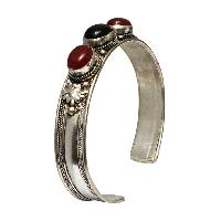 [metal Bracelet],with [stone Setting], [onyx] [coral],