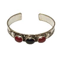 [metal Bracelet],with [stone Setting], [onyx] [coral],