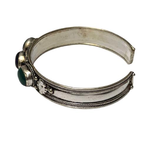 [metal Bracelet], With [stone Setting], [green Onyx], [amethyst],