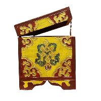 Buddhist Wooden Box With [lotus] Design, Tibetan Style With Traditional Colors