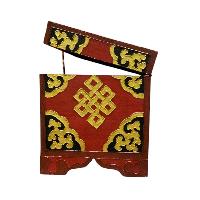 Buddhist Wooden Box With [conch Shell] Design, Tibetan Style With Traditional Colors