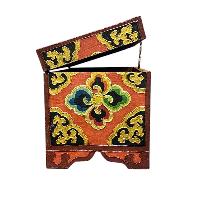 Buddhist Wooden Box With [snow Lion] Design, Tibetan Style With Traditional Colors