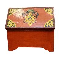 Buddhist Wooden Box With [snow Lion] Design, Tibetan Style With Traditional Colors