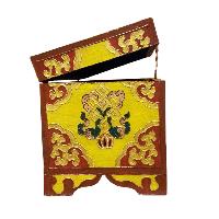 Buddhist Wooden Box With [snow Lion] Design, Tibetan Style With Traditional Colors