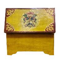 Buddhist Wooden Box With [snow Lion] Design, Tibetan Style With Traditional Colors