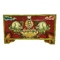 Buddhist Wooden Box With [animal] Design, Tibetan Style With Traditional Colors