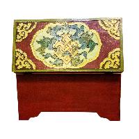 Buddhist Wooden Box With [animal] Design, Tibetan Style With Traditional Colors