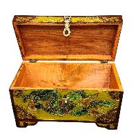 Buddhist Wooden Box With [dragon] Design, Tibetan Style With Traditional Colors