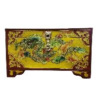 Buddhist Wooden Box With [dragon] Design, Tibetan Style With Traditional Colors
