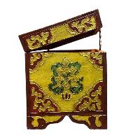 Buddhist Wooden Box With [dragon] Design, Tibetan Style With Traditional Colors
