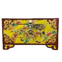 Buddhist Wooden Box With [dragon] Design, Tibetan Style With Traditional Colors
