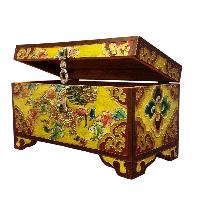 Buddhist Wooden Box With [dragon] Design, Tibetan Style With Traditional Colors