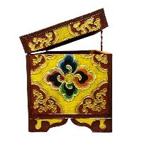 Buddhist Wooden Box With [dragon] Design, Tibetan Style With Traditional Colors