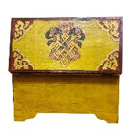 Buddhist Wooden Box With [dragon] Design, Tibetan Style With Traditional Colors