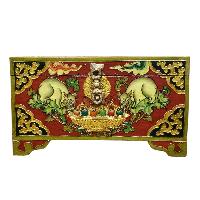 Buddhist Wooden Box With [animal] Design, Tibetan Style With Traditional Colors