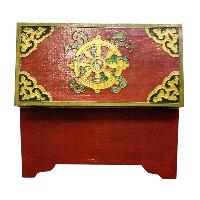 Buddhist Wooden Box With [animal] Design, Tibetan Style With Traditional Colors