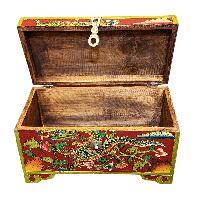 Buddhist Wooden Box With [dragon] Design, Tibetan Style With Traditional Colors