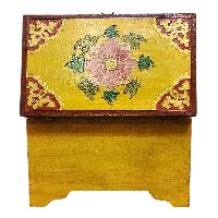 Buddhist Wooden Box With [animal] Design, Tibetan Style With Traditional Colors