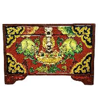 Buddhist Wooden Box With [animal] Design, Tibetan Style With Traditional Colors