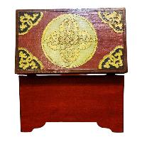 Buddhist Wooden Box With [animal] Design, Tibetan Style With Traditional Colors