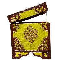 Buddhist Wooden Box With [lotus] Design, Tibetan Style With Traditional Colors