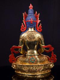 [aparimita], Buddhist Handmade Statue, [full Gold Plated],[stone Setting], [face Painted]