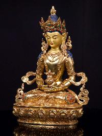 [aparimita], Buddhist Handmade Statue, [full Gold Plated],[stone Setting], [face Painted]