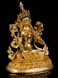[white Tara],buddhist Handmade Statue, [full Gold Plated],[stone Setting], [face Painted]