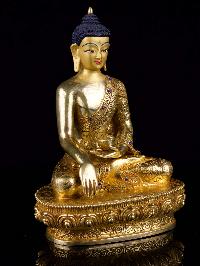 [shakyamuni Buddha], Buddhist Handmade Statue, [full Gold Plated],[stone Setting], [face Painted]