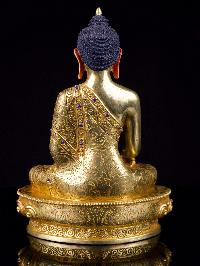 [shakyamuni Buddha], Buddhist Handmade Statue, [full Gold Plated],[stone Setting], [face Painted]