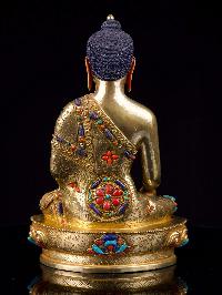[shakyamuni Buddha], Buddhist Handmade Statue, [full Gold Plated],[stone Setting], [face Painted]