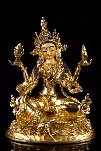 [lakshmi], Buddhist Handmade Statue, [full Gold Plated],[stone Setting], [face Painted]