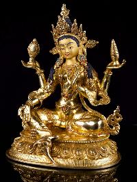 [lakshmi], Buddhist Handmade Statue, [full Gold Plated],[stone Setting], [face Painted]