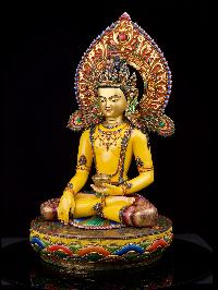 [shakyamuni Buddha], Buddhist Handmade Large Statue, [thangka Color Finishing], [stone Setting], [face Painted]