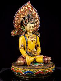[shakyamuni Buddha], Buddhist Handmade Large Statue, [thangka Color Finishing], [stone Setting], [face Painted]