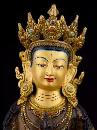 [vajrasattva], Buddhist Handmade Statue, [partly Gold Plated],[stone Setting], [face Painted]