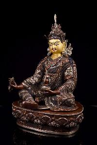 [padmasambhava], Buddhist Handmade Statue, [full Gold Plated],[stone Setting], [face Painted]