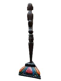 Buddhist Wooden Handmade [phurba] With Tribal Design, [poplar Wood],
