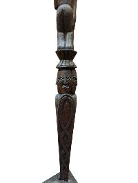 Buddhist Wooden Handmade [phurba] With Tribal Design, [poplar Wood],