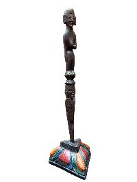 Buddhist Wooden Handmade [phurba] With Tribal Design, [poplar Wood],