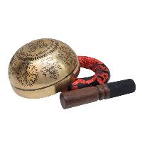 Singing Bowl, Buddhist Hand Beaten, With [samadhi] Carved Inside, [select Accessories]