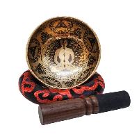 Singing Bowl, Buddhist Hand Beaten, With [samadhi] Carved Inside, [select Accessories]