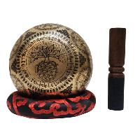 Singing Bowl, Buddhist Hand Beaten, With [tara] Carved Inside, [select Accessories]