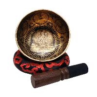 Singing Bowl, Buddhist Hand Beaten, With [tara] Carved Inside, [select Accessories]