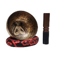 Singing Bowl, Buddhist Hand Beaten, With [samadhi] Carved Inside, [select Accessories]